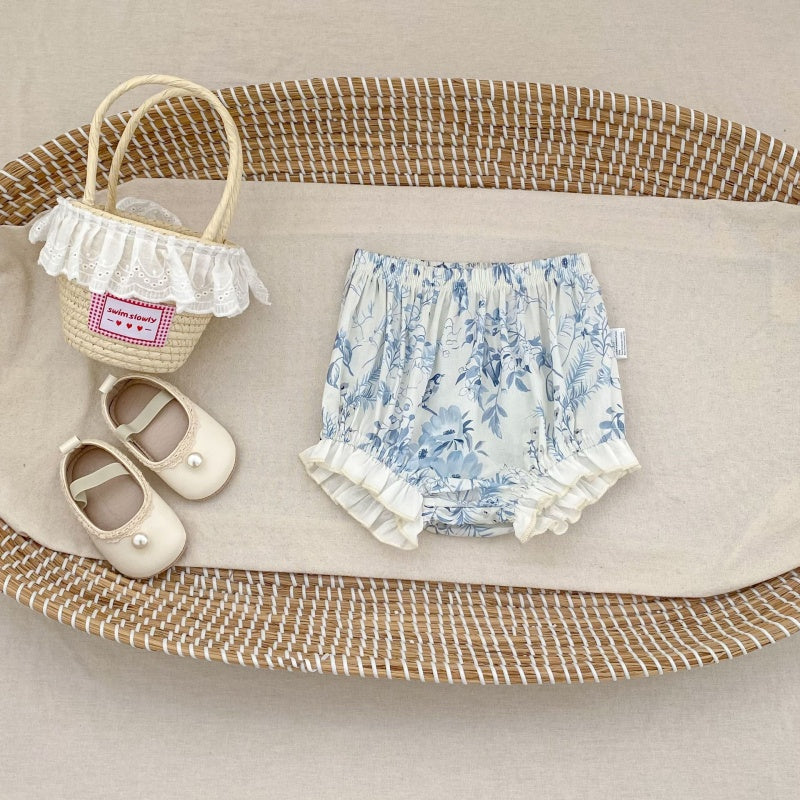 【BABY&KID】夏新作 ラウンドネックフリルスリーブ小花柄セットアップSK104928