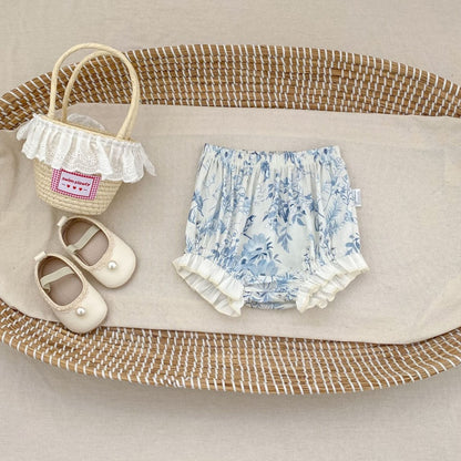 【BABY&KID】夏新作 ラウンドネックフリルスリーブ小花柄セットアップSK104928