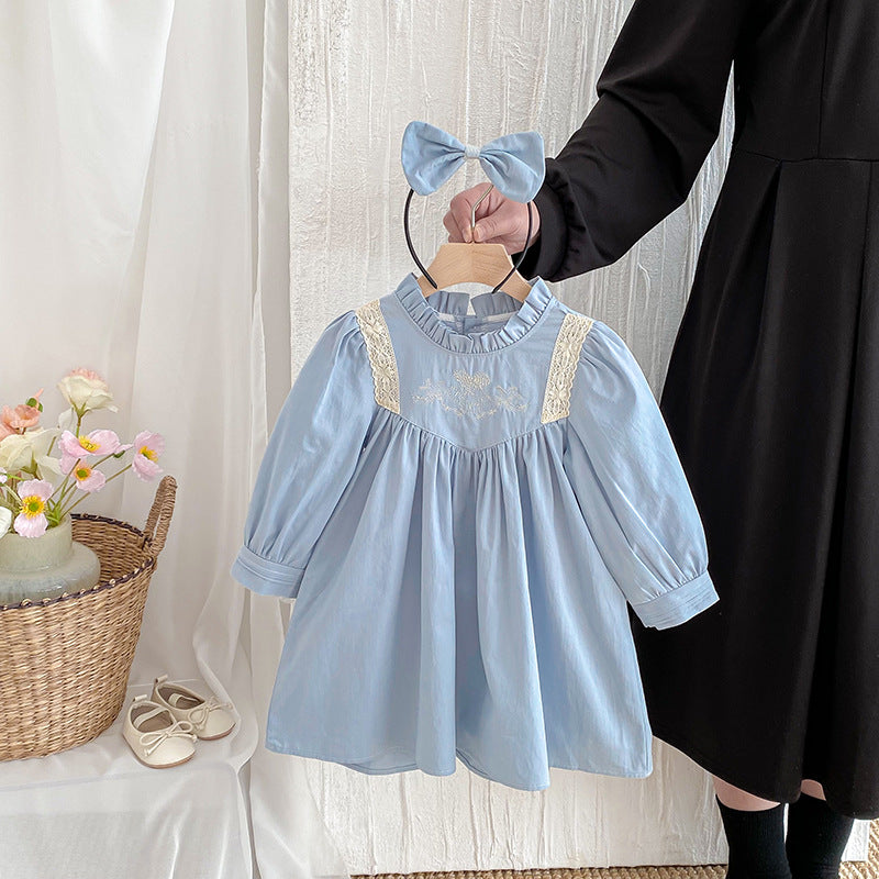 【姉妹服】フリル襟刺繍ロンパース、ワンピースSK101131