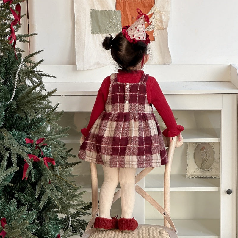 【BABY】冬新作チェックあったか厚手ジャンパースカートSK103117