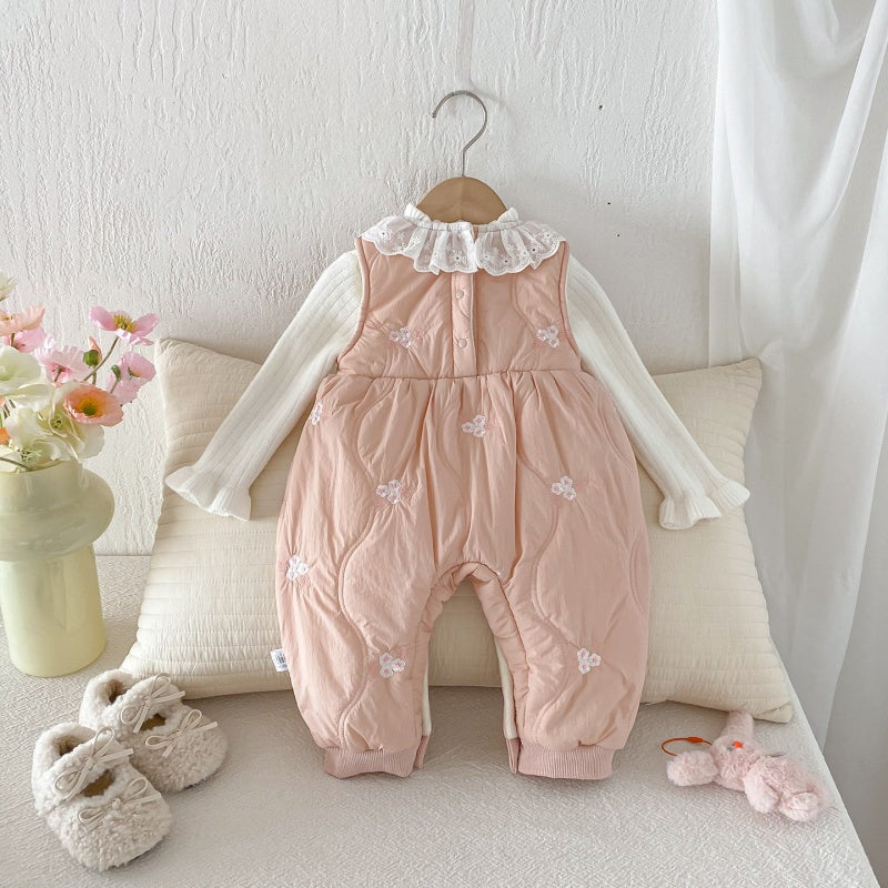 【BABY】冬新作お花刺繍レース襟カバーオールSK103112