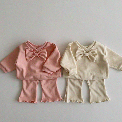 【BABY】無地蝶結び付きセットアップSK051613