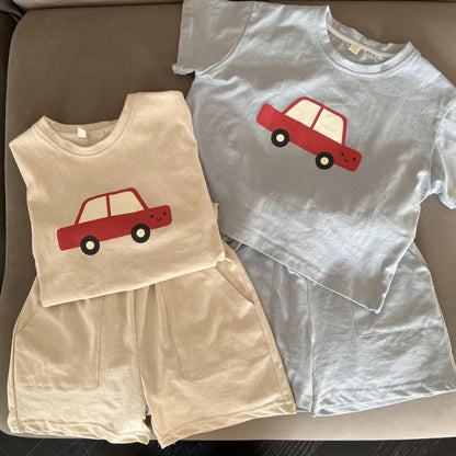 【BABY＆KID】夏新作 カートゥーンカーセットアップSK063008