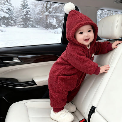 【BABY】冬新作くまワッペンあったかフード付きカバーオールSK103209