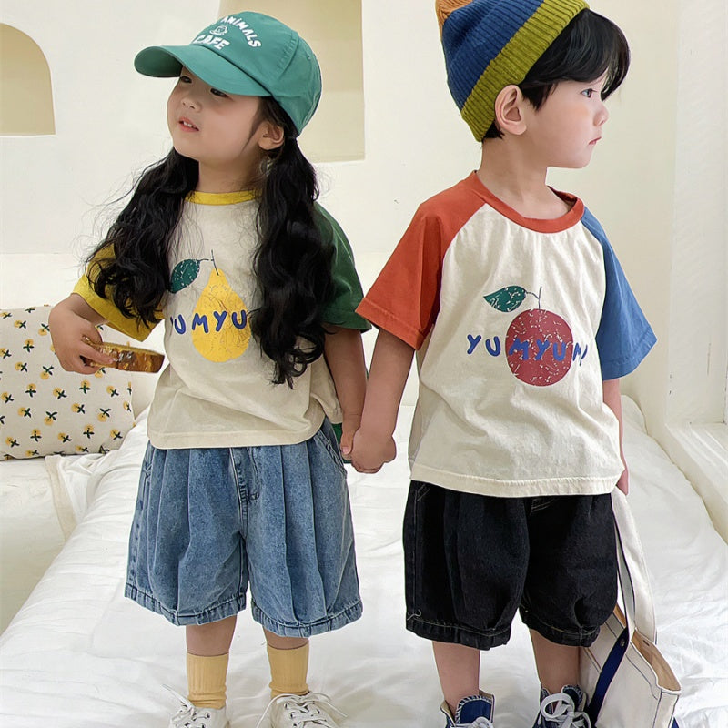 【BABY&KID】夏新作 フルーツプリント半袖TシャツSK080502