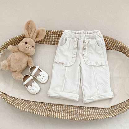 【BABY&KID】コーデュロイポケットフリルストレートパンツSK100827