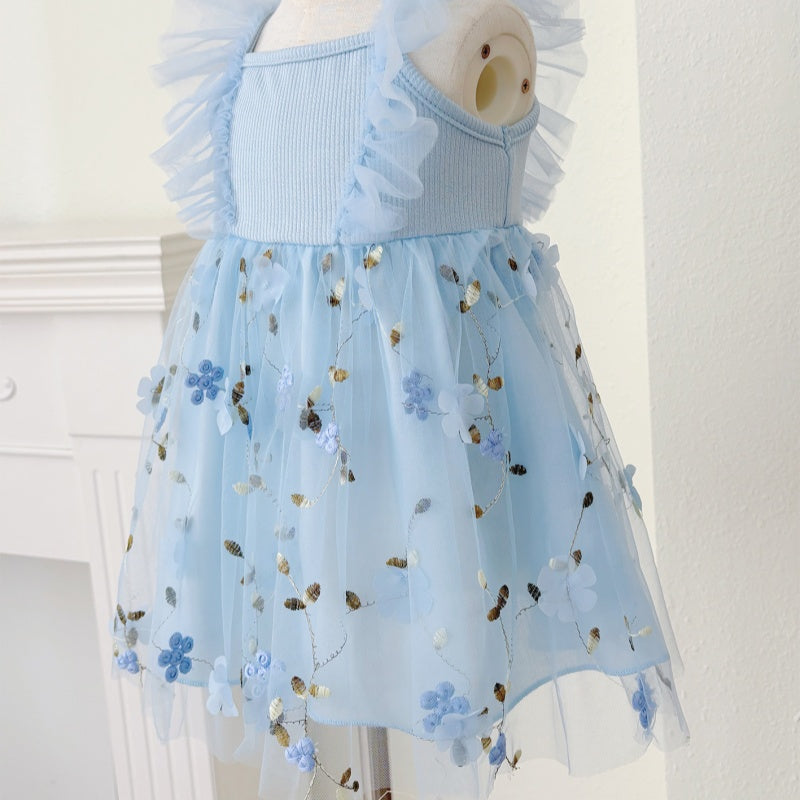 【BABY&KID】夏新作 刺繍アップリケ小花キャミワンピースSK091122