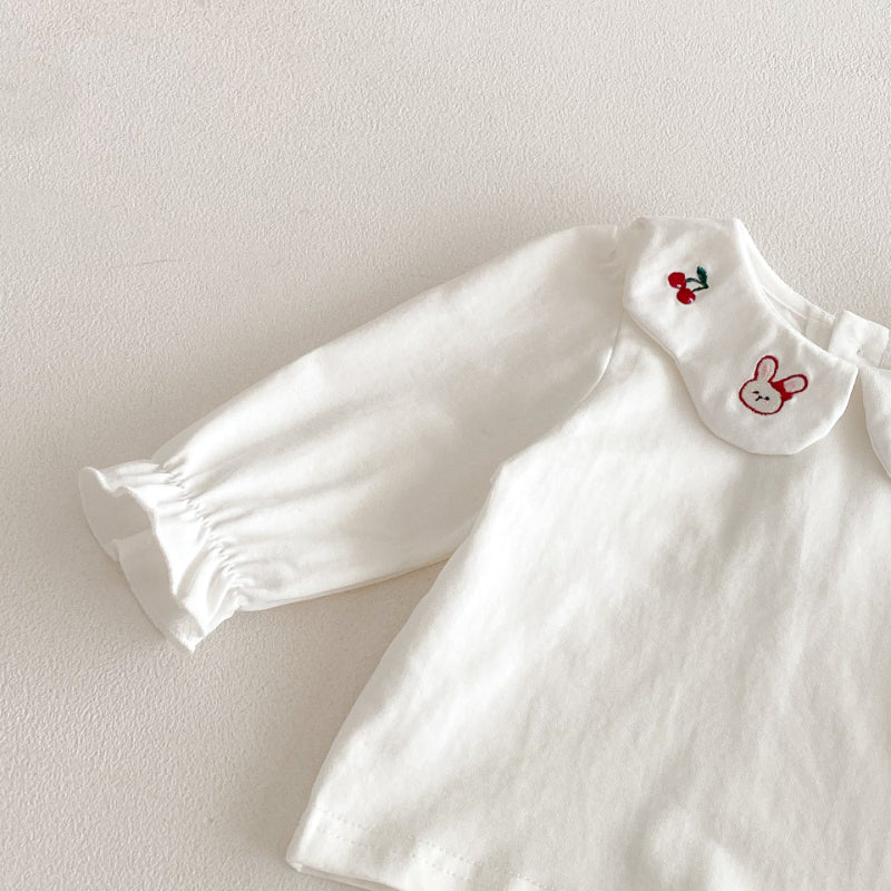 【BABY】チェックサロペットロンパース＆うさぎ刺繍SK103618