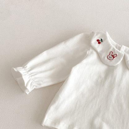 【BABY】チェックサロペットロンパース＆うさぎ刺繍SK103618