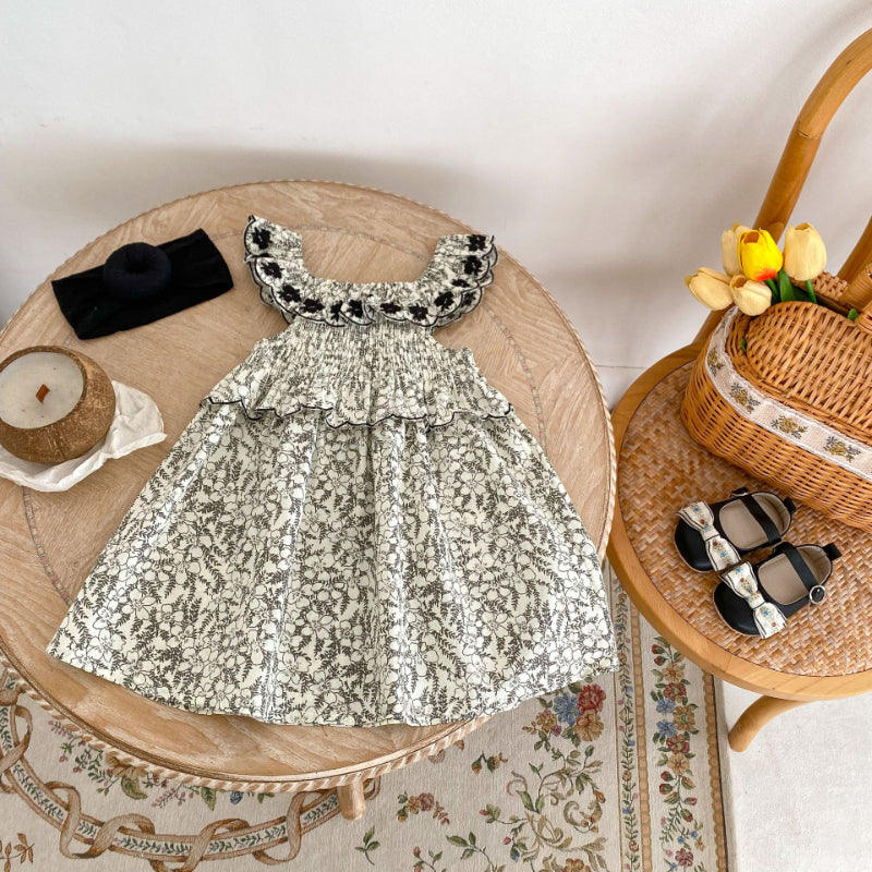 【BABY&KID】夏新作 フローラル刺繍ノースリーブワンピースSK090322