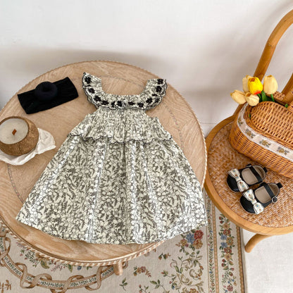 【BABY&KID】夏新作 フローラル刺繍ノースリーブワンピースSK090322