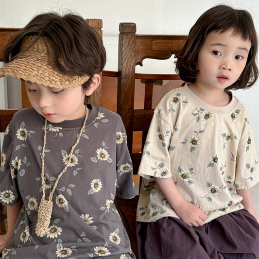 【BABY&KID】夏新作 フラワープリント半袖Tシャツ、シャツSK080513