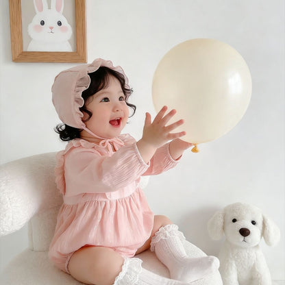 【BABY】小花刺繍ロンパース＆帽子SK106701