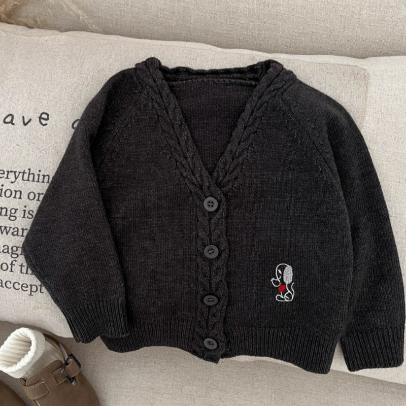 【BABY&KID】ワンちゃん刺繍ニットカーディガンSK100204