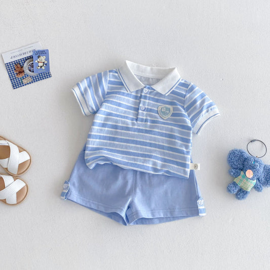 【BABY&KID】夏新作 学院風ストライプセットSK070203
