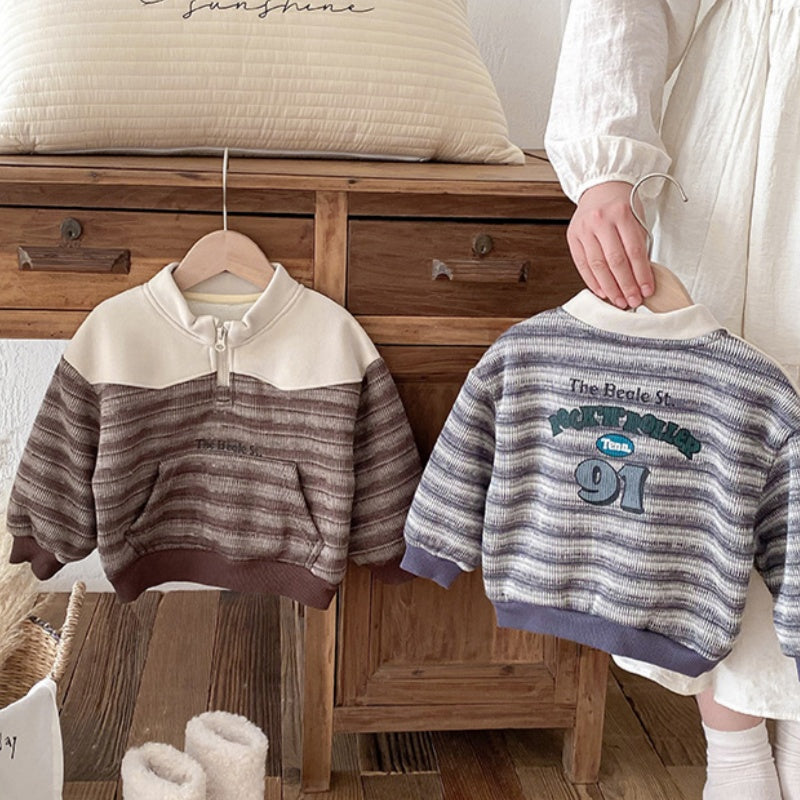 【BABY】冬新作ボーダー裏起毛スウェットSK102728