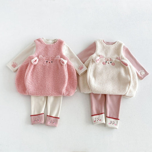 【BABY&KID】Cartoon Fleece-Lined Dress, Top, Leggings SK108119