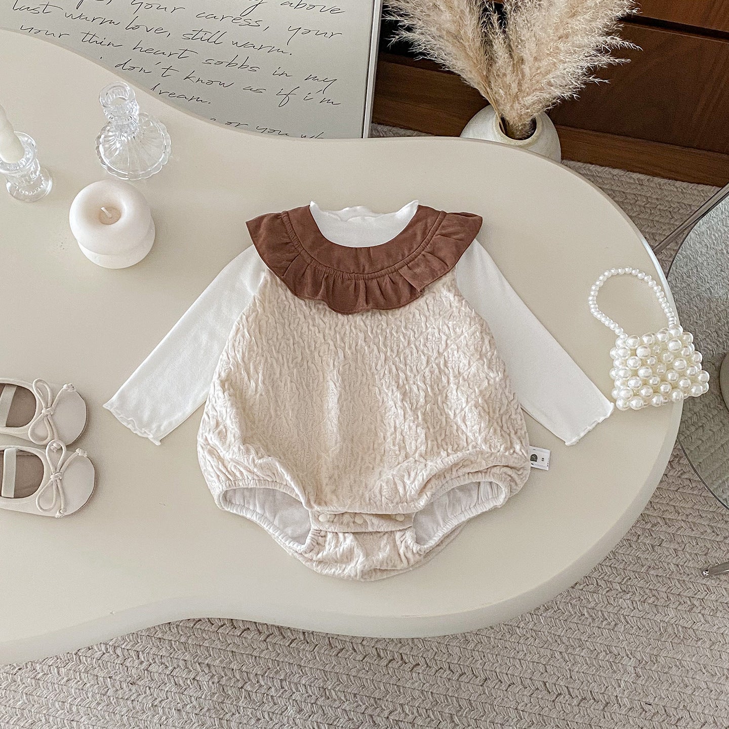 【BABY】ベロアノースリーブロンパース&リブハイネックトップスSK100402