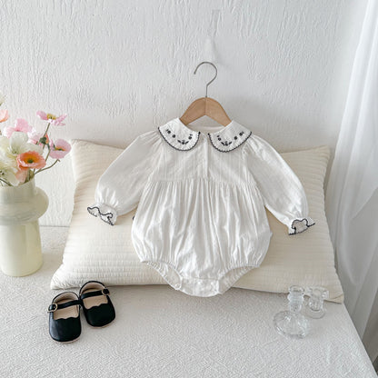 【BABY】刺繍入りドールカラーロンパースSK103607