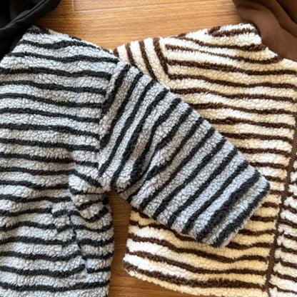 【BABY&KID】冬新作 フード付きボーダー裏起毛アウターSK102027