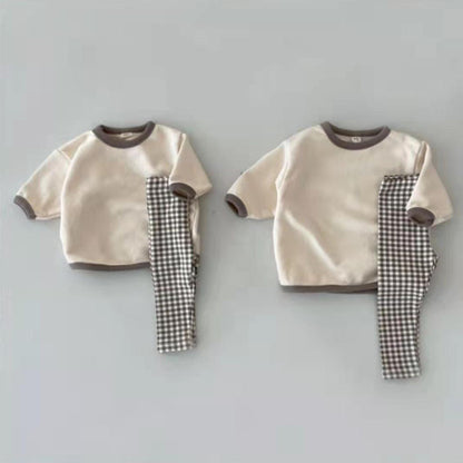 【BABY&KID】バイカラートレーナー&チェック柄ボトムスSK020921