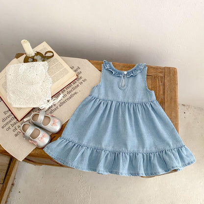 【BABY&KID】夏新作 デニム刺繍ワンピースSK080109