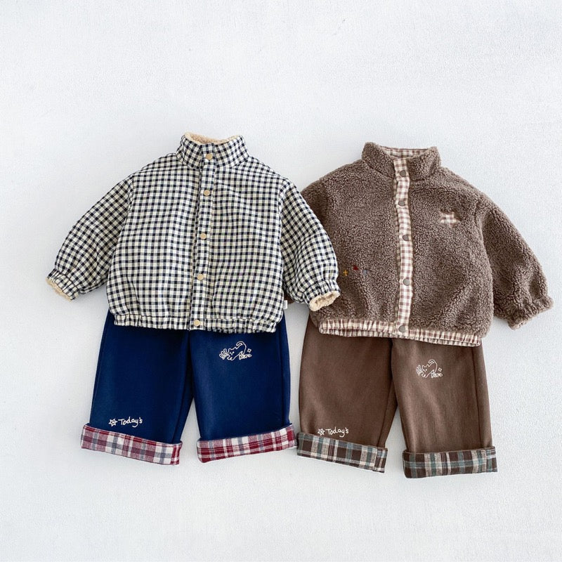 【BABY&KID】冬新作リバーシブル厚手ジャケット、折り返しパンツSK107715