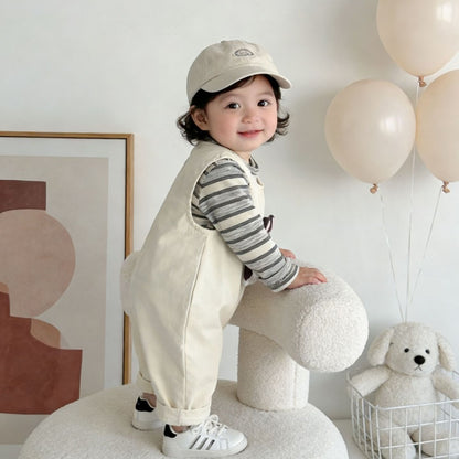 【BABY】カートゥーン柄サロペットカバーオール＆ボーダーロンTSK104303