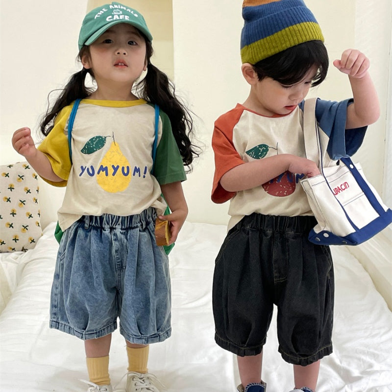 【BABY&KID】夏新作 フルーツプリント半袖TシャツSK080502