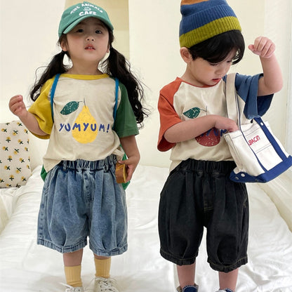 【BABY&KID】夏新作 フルーツプリント半袖TシャツSK080502