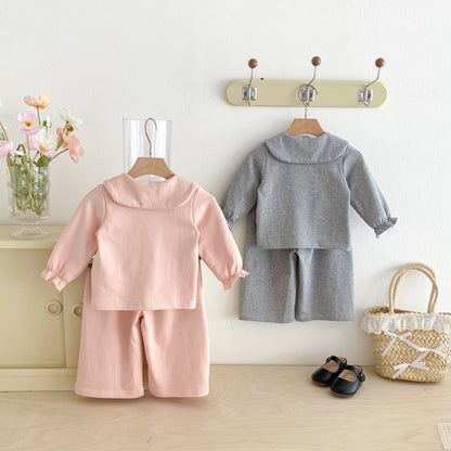 【BABY&KID】長袖ガールシャツ＆フレアパンツSK092438