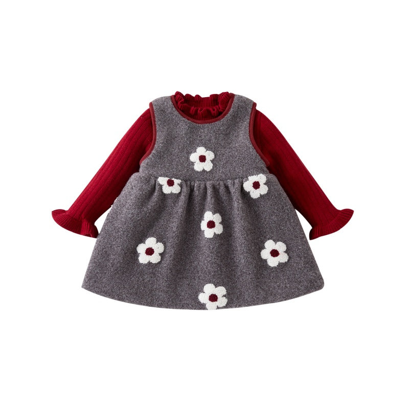 【BABY】冬新作レトロ花柄ジャンパースカートSK102724