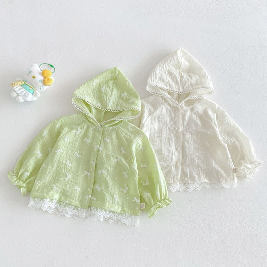 【BABY&KID】夏新作フリルフードUVカーディガンSK105908