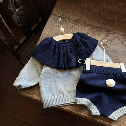【BABY&KID】フリル襟ニット＆ショートパンツSK102330