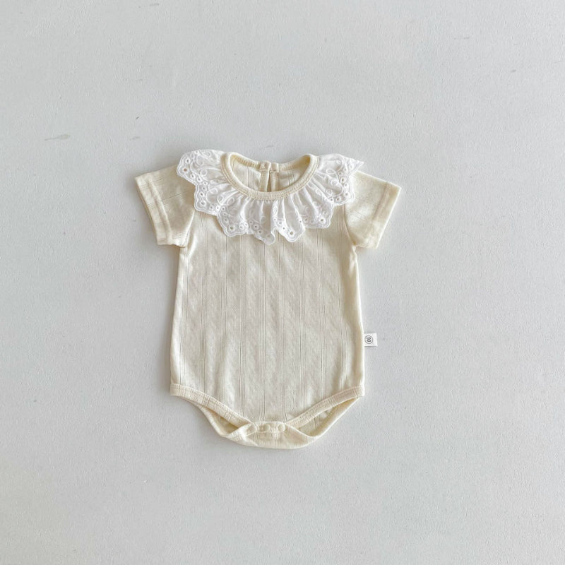 【BABY】夏新作 薄手コットンレース襟ロンパースSK090709