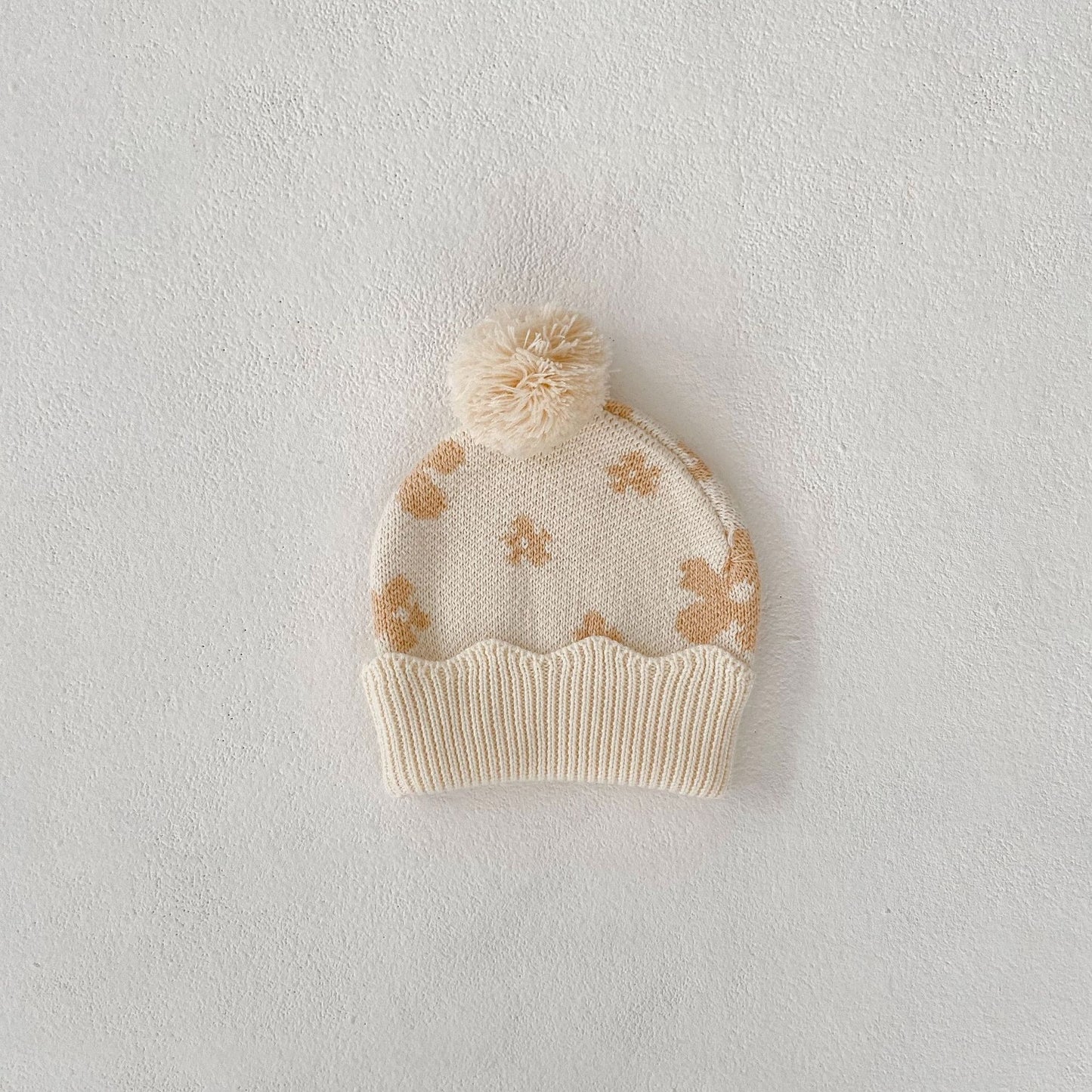 【BABY】フラワーニットカーディガン、パンツ、帽子、SocksSK030604