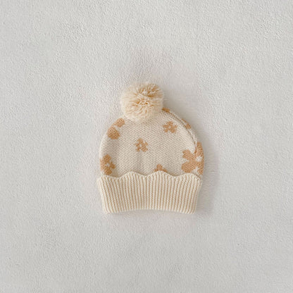 【BABY】フラワーニットカーディガン、パンツ、帽子、SocksSK030604