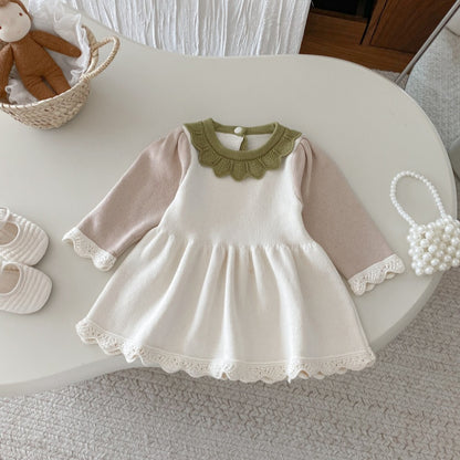 【BABY&KID】コントラストカラーニットワンピースSK092711