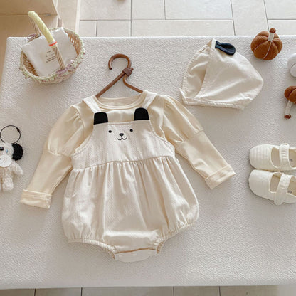 【BABY】くまロンパース、パフスリーブトップスSK092534