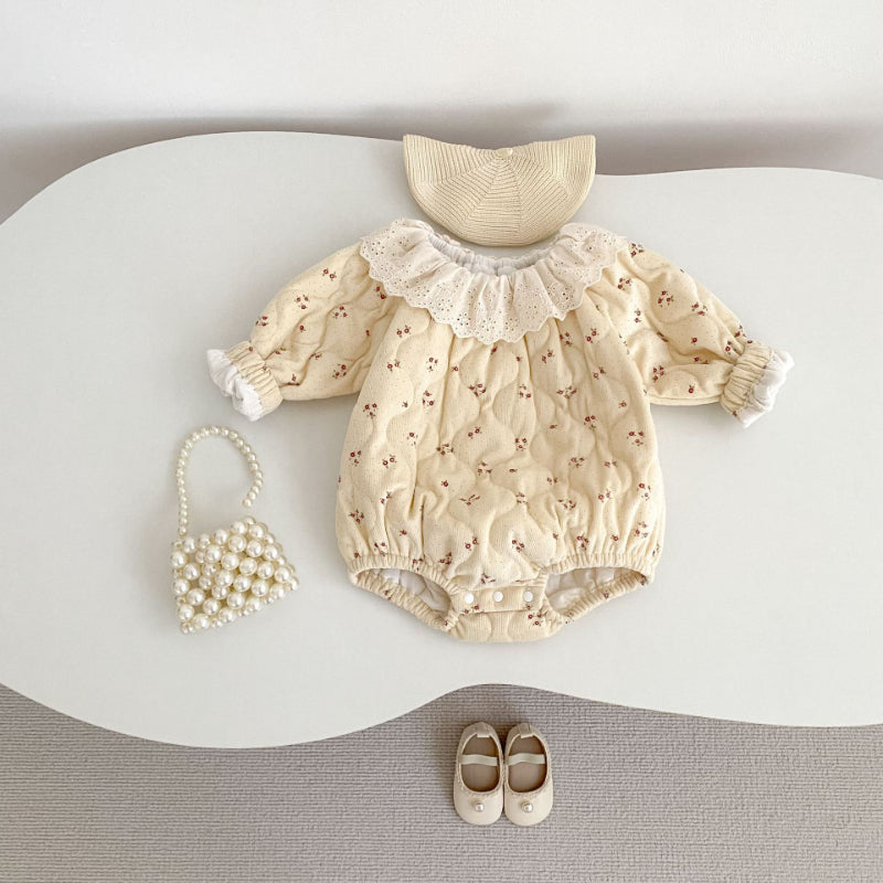 【BABY】冬新作レースカラーパッドプリントロンパースSK102405