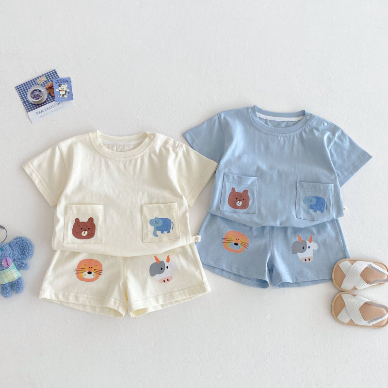 【BABY&KID】夏新作 アニマル柄ショートセットアップSK070212