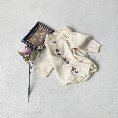 【BABY】花柄刺繍ロンパース&帽子SK101528