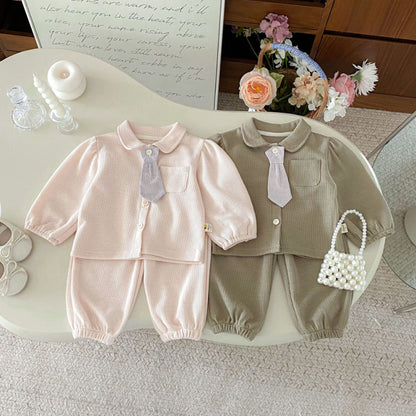 【BABY&KID】ネクタイ付き無地セットアップSK102421