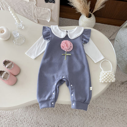 【BABY】立体フラワーフリル袖ロンパース、ドールカラーブラウスSK100832