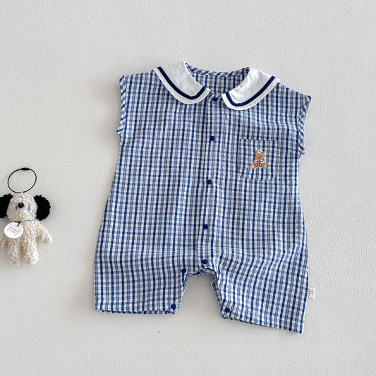 【BABY&KID】夏新作 くまチェックカバーオールSK105119