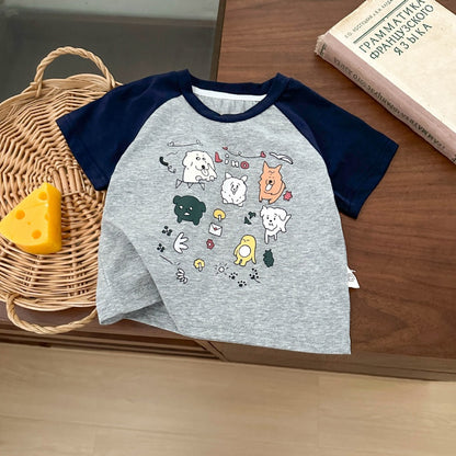 【BABY&KID】夏新作 ゆるかわキャラプリント半袖TシャツSK092115