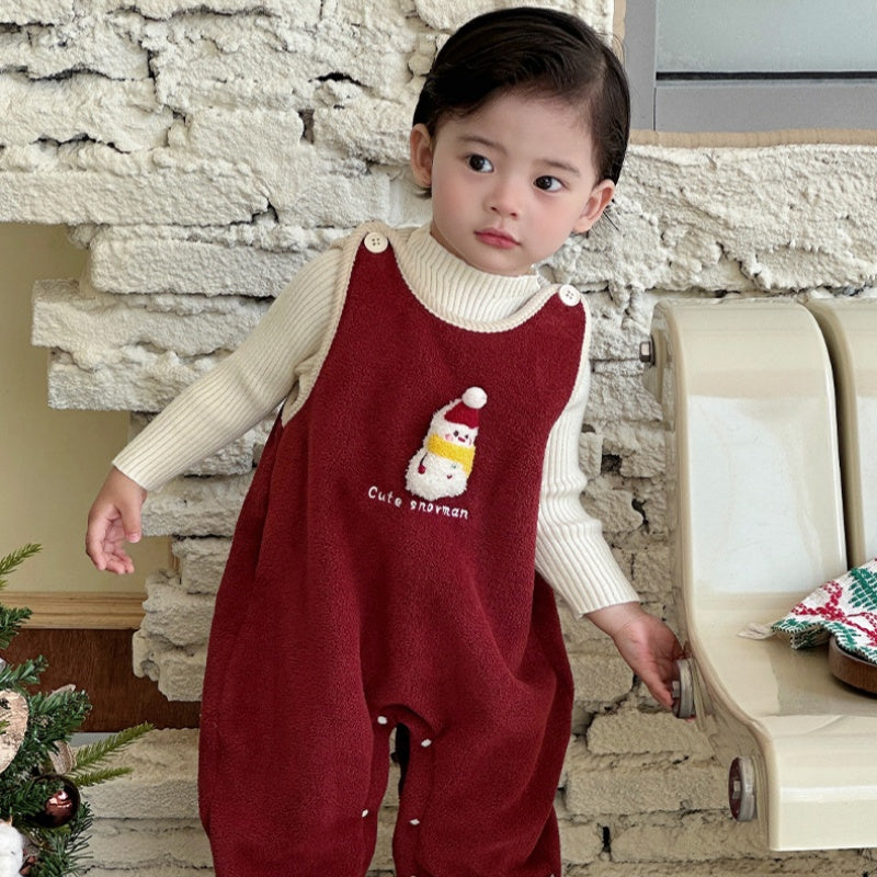 【BABY】冬新作ゆきだるま刺繍あったかカバーオールSK103121