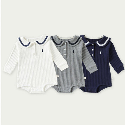 【BABY】北欧風スクール風リブロンパースSK107109