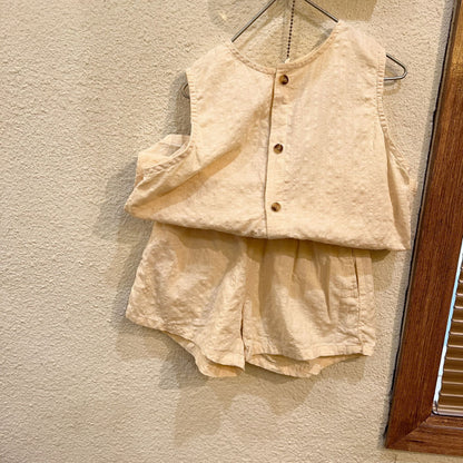 【BABY＆KID】夏新作 ノースリーブ無地セットアップ SK063003