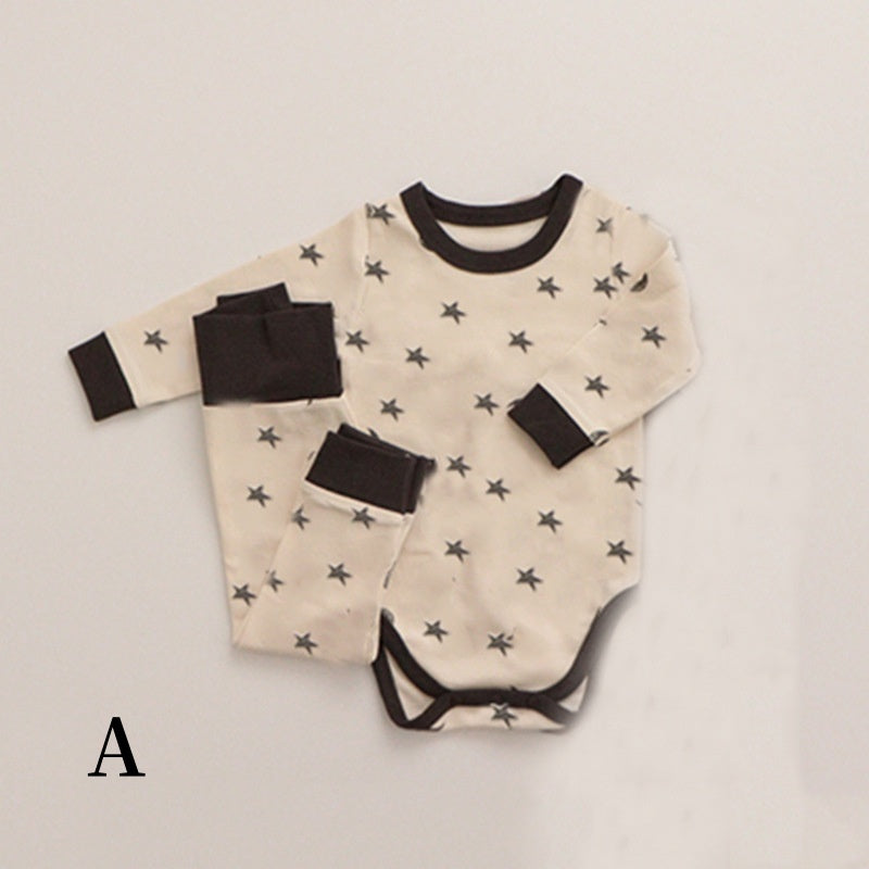 【BABY】北欧風星、月柄ロンパース&レギンスSK101328